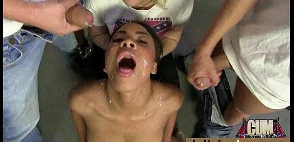  Ebony girl gang banged and covered in cum 17